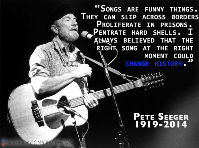 A Beloved folk icon and catalyst for social change died on Monday. So grateful to Pete Seeger for all the effort he made to shake things up and leave this world better than he found it. Thanks for sharing your light brother. Peace!