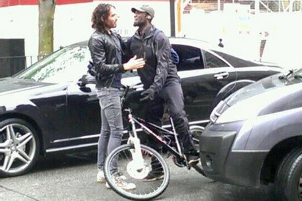 How do you stop a disagreement between a driver and a cyclist from turning ugly? LOVE.  After a van almost collided with a rider, traffic stopped and a heated argument began to develop until Russell Brand got out of his car and approached the guy on the bike and gave him a hug. The cyclist then smiled and laughed and rode off.  Much respect and appreciation to Russell for walking his talk and spreading the love.